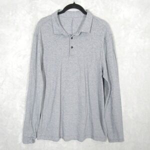 Lululemon Evolution Polo Long Sleeve Gray Men's Large Fitted Athletic
